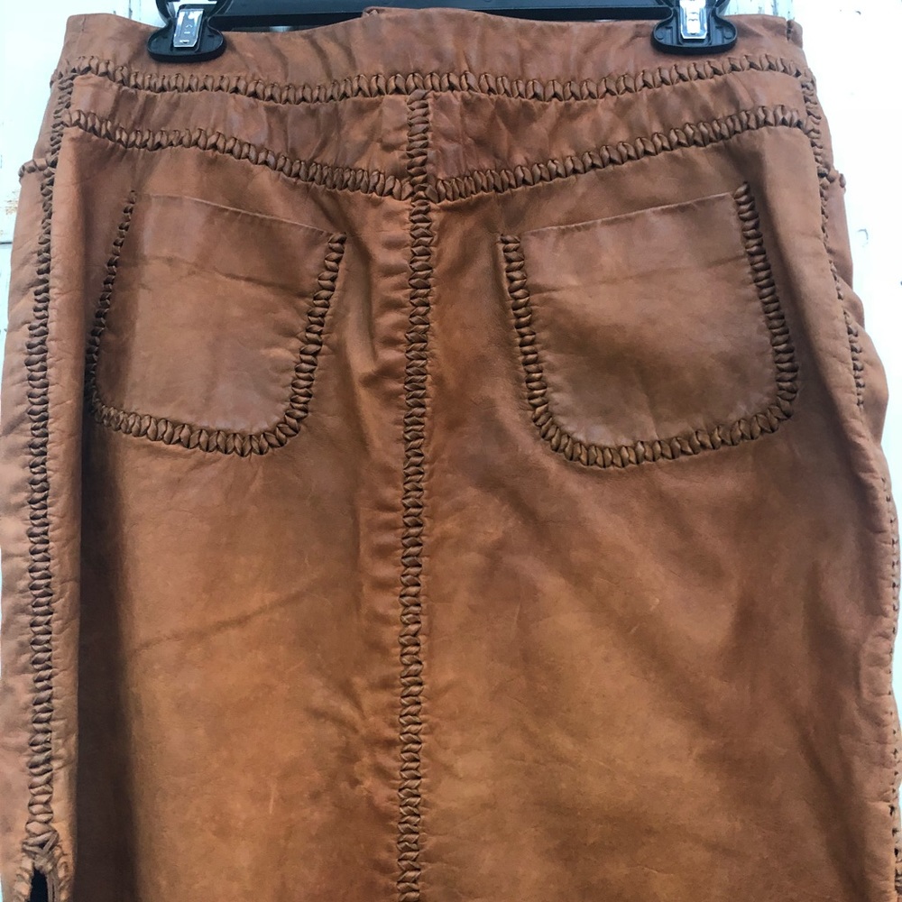 Ralph Lauren Western Leather Skirt 4 Rawhide - Picture 7 of 15